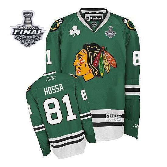 Marian Hossa Premier Green With Stanley Cup Finals Jersey | Blackhawks ...